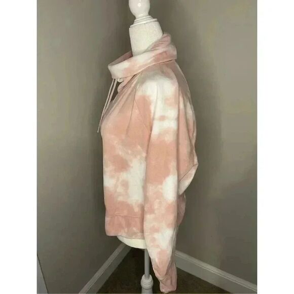 Old Navy Women's Pink Tie Dye Fleece Jacket Size L Mock Neck - Picture 3 of 7